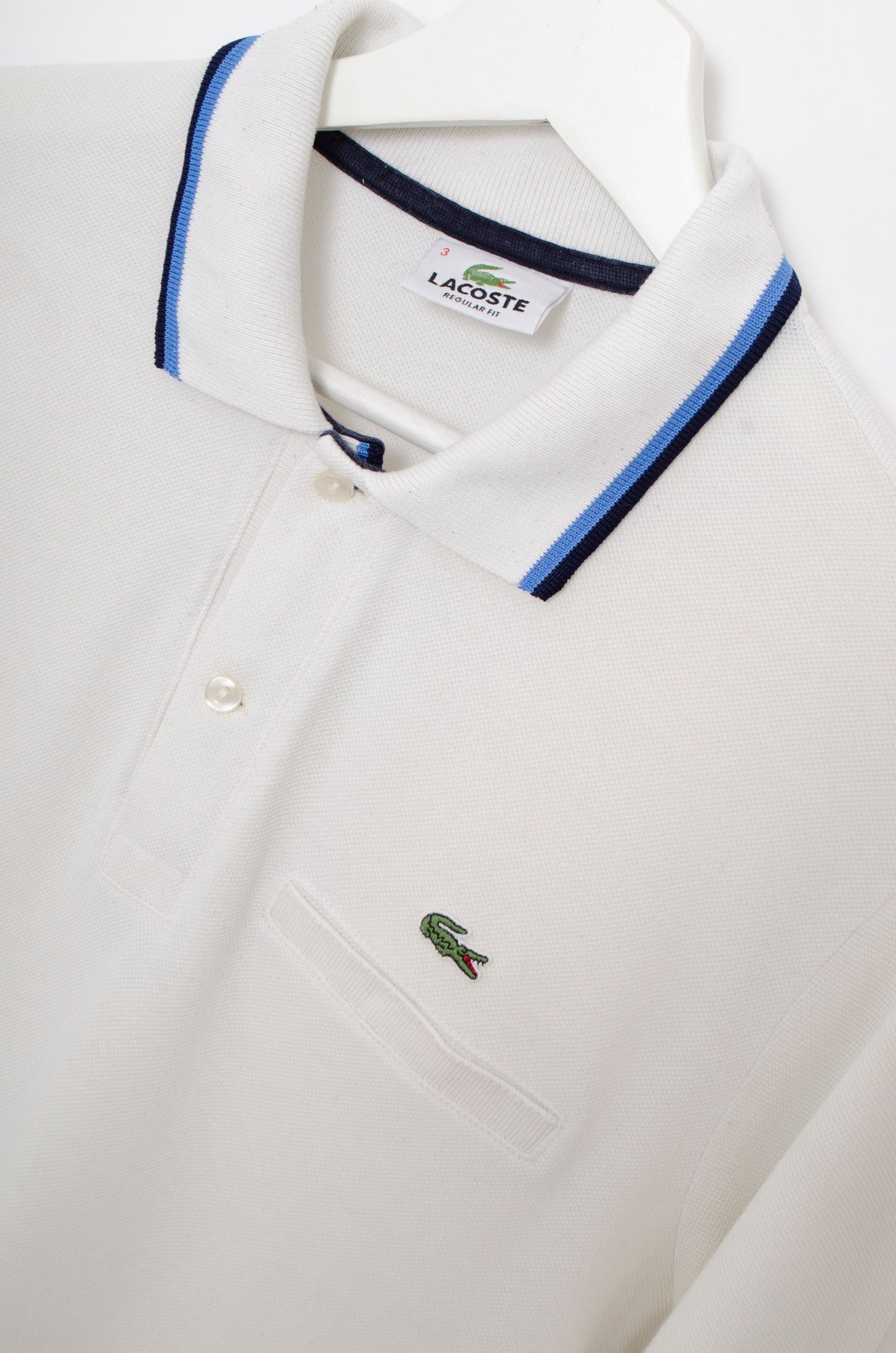 POLO LACOSTE MANGA LARGA BLANCO