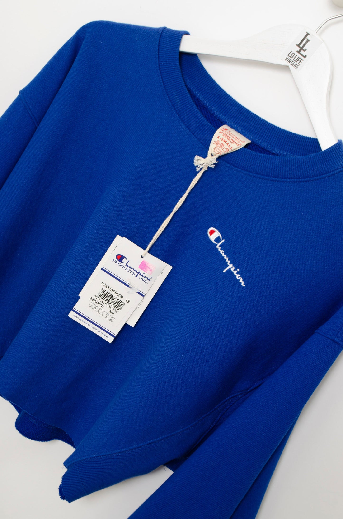 CHAMPION BLUE CROP HOODIE OVERSIZE (NEW)