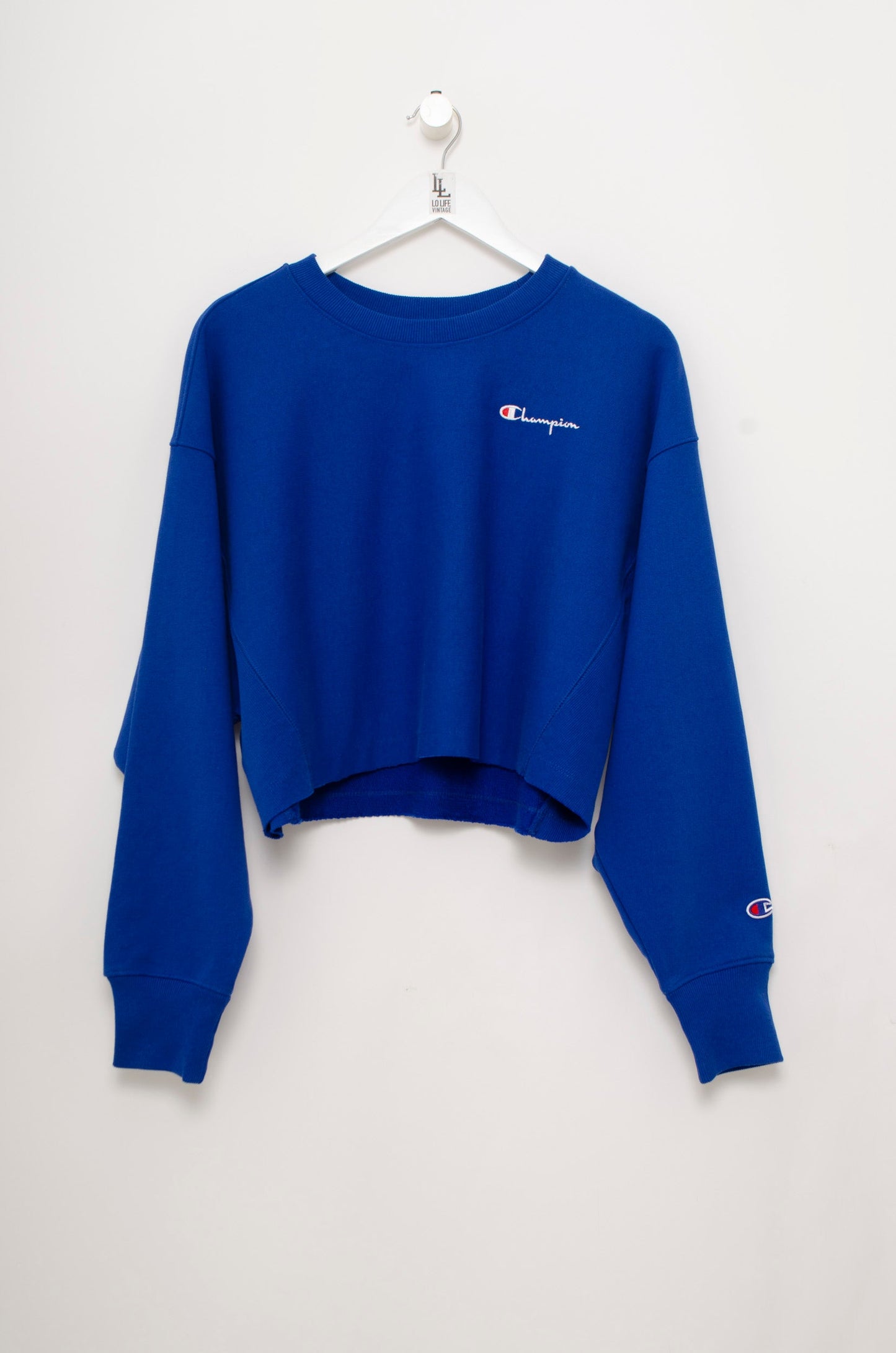 CHAMPION SUDADERA CROP AZUL OVERSIZE